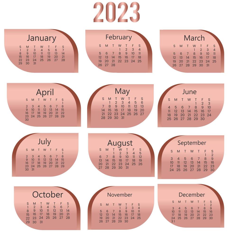 Yearly calendar 2023 template design vector