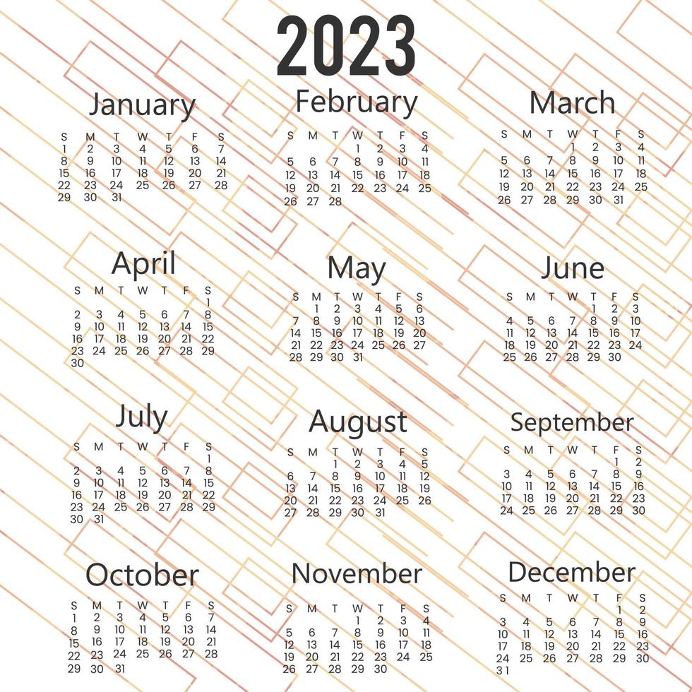 Yearly calendar 2023 template design vector