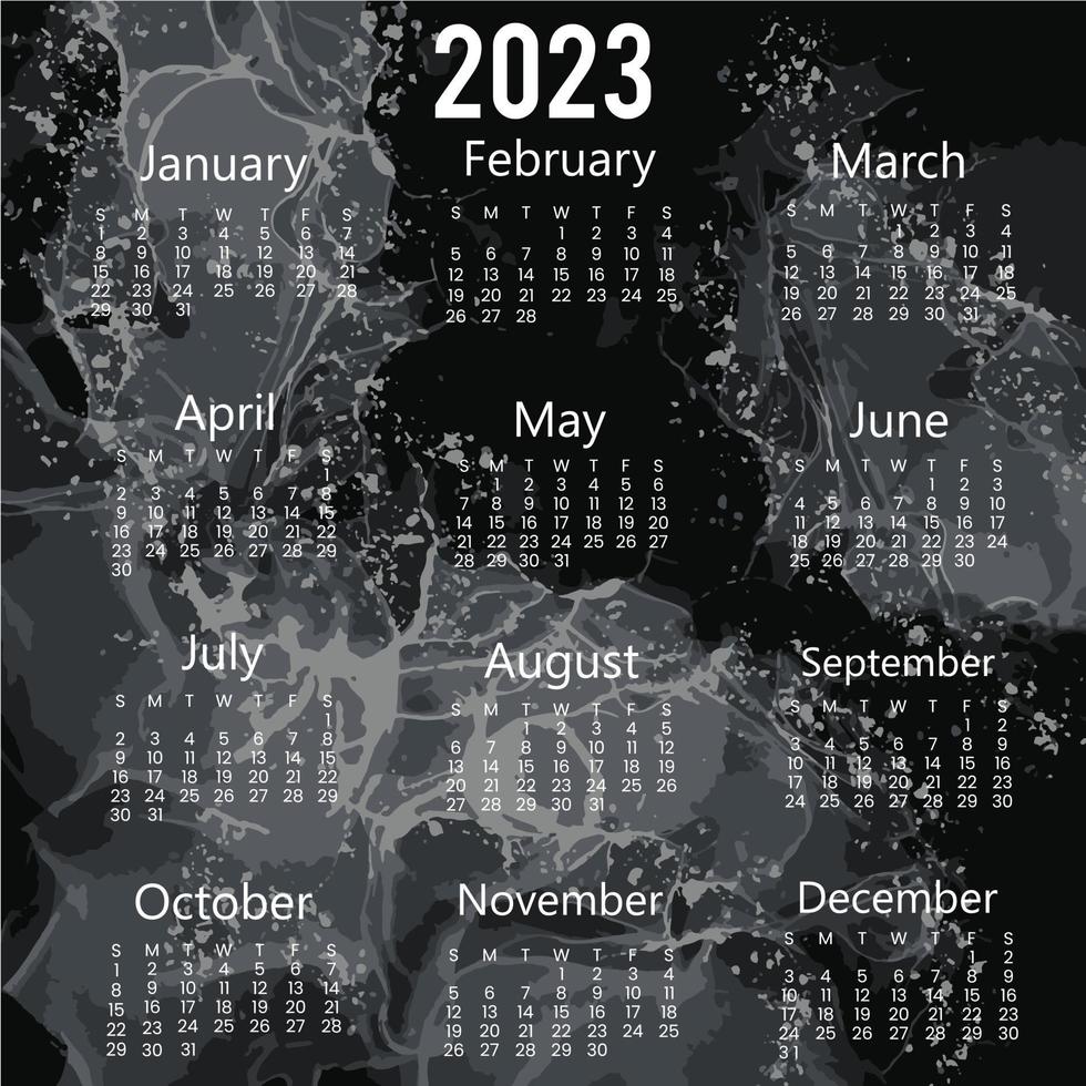 Yearly calendar 2023 template design vector