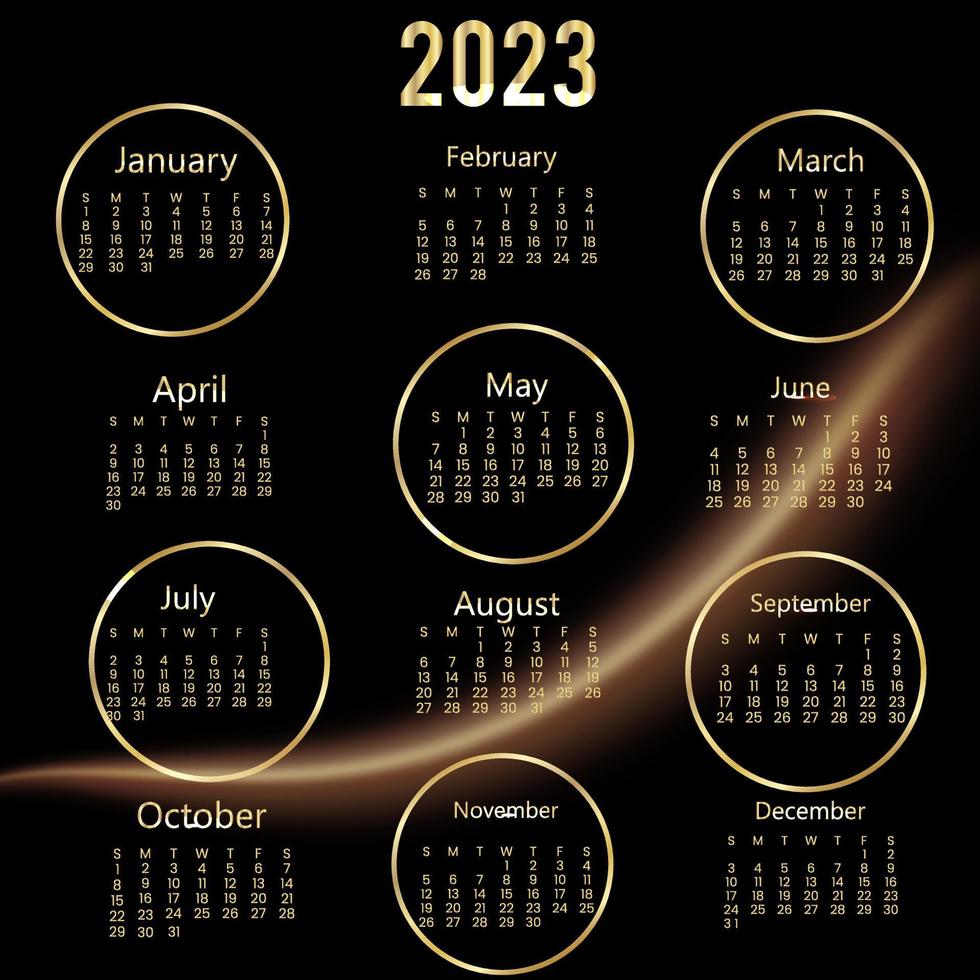 Yearly calendar 2023 template design vector