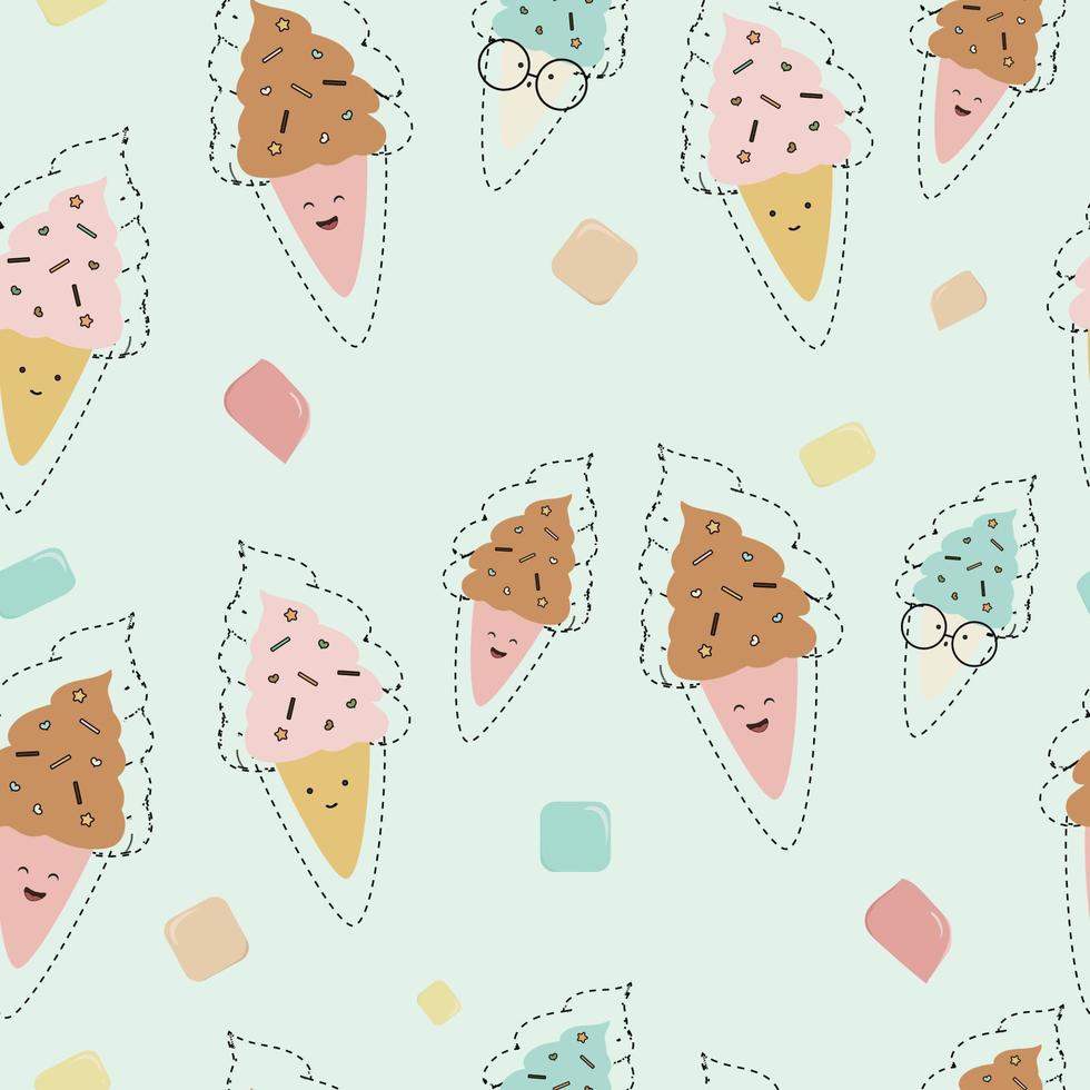 seamless summer pattern cute dessert background vector