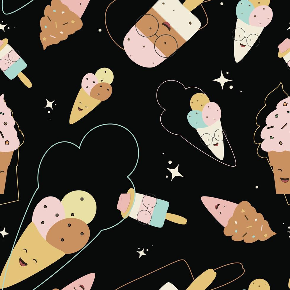seamless summer pattern cute dessert background vector