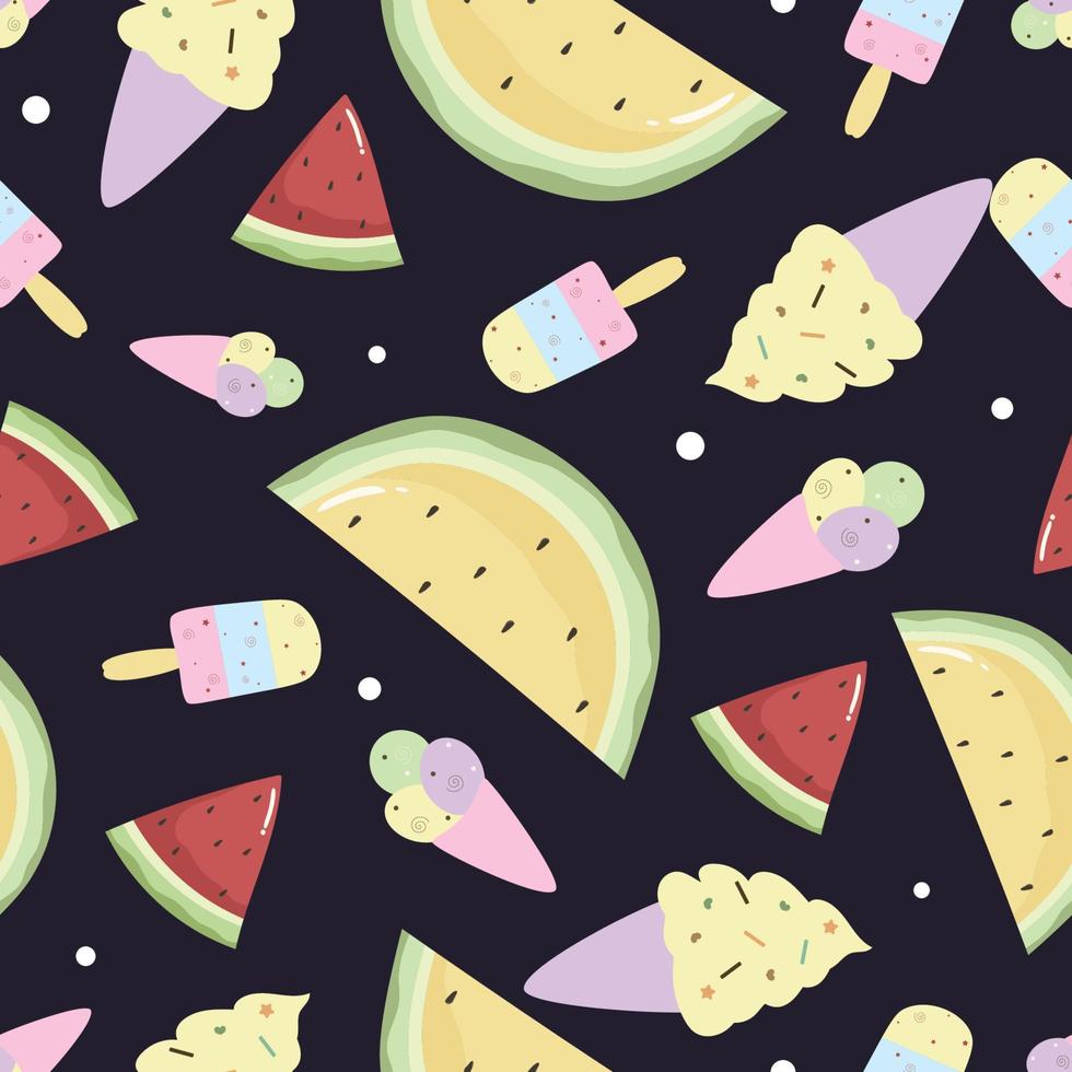 seamless summer pattern cute dessert background vector