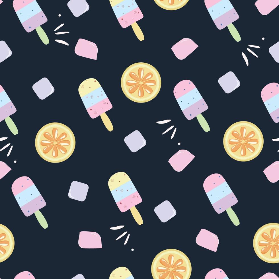 seamless summer pattern cute dessert background vector