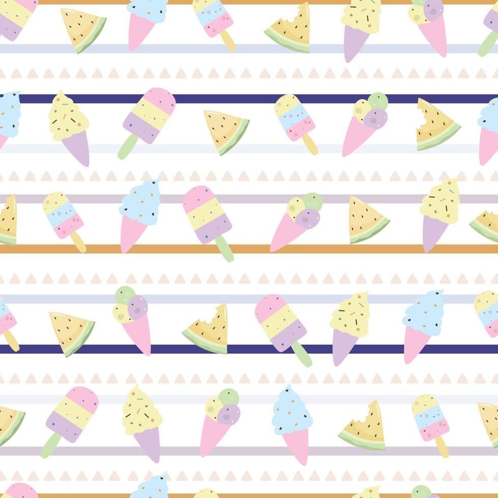 seamless summer pattern cute dessert background vector