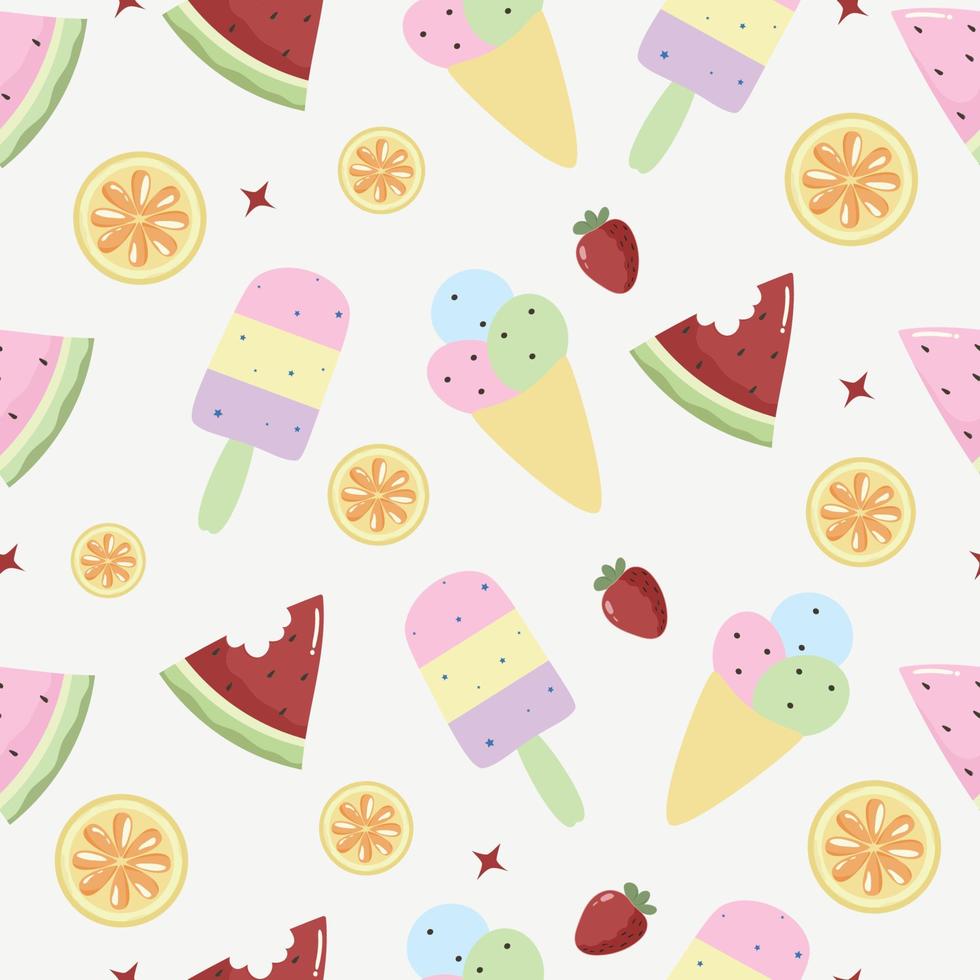 seamless summer pattern cute dessert background vector