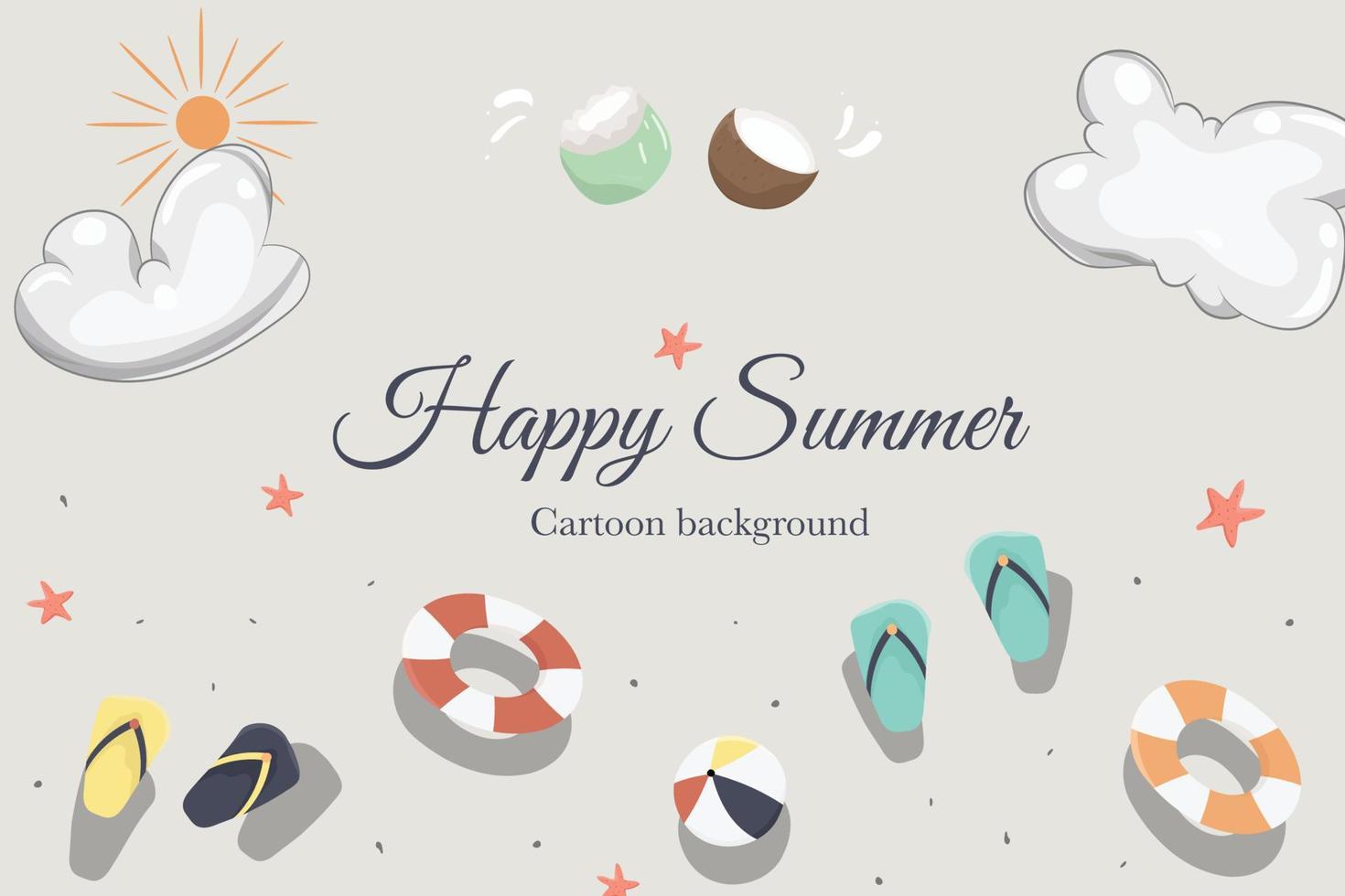 cute cartoon summer beach template background vector