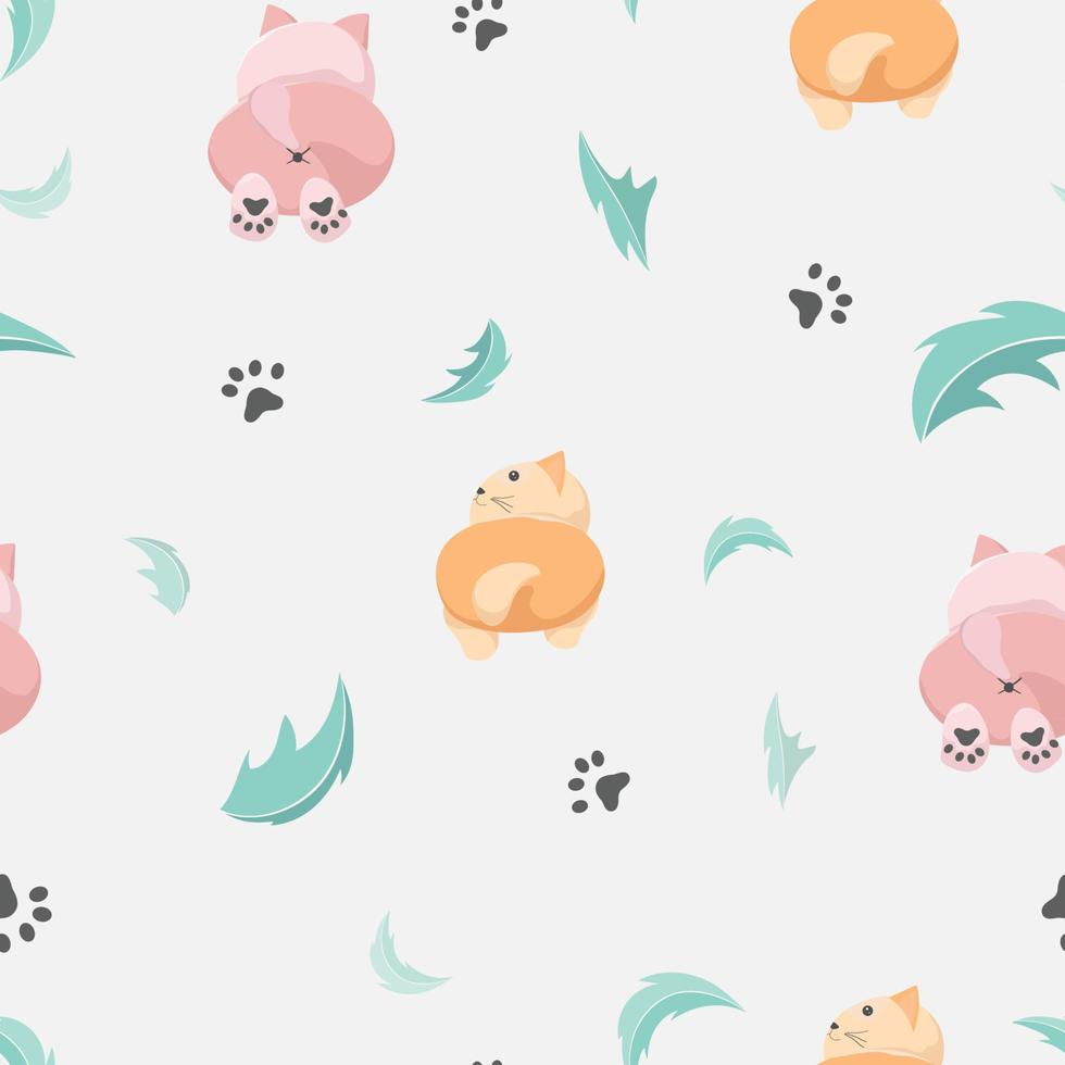 seamless pattern with cute pastel cat background vector