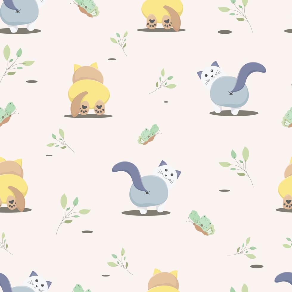 seamless pattern with cute pastel cat background vector