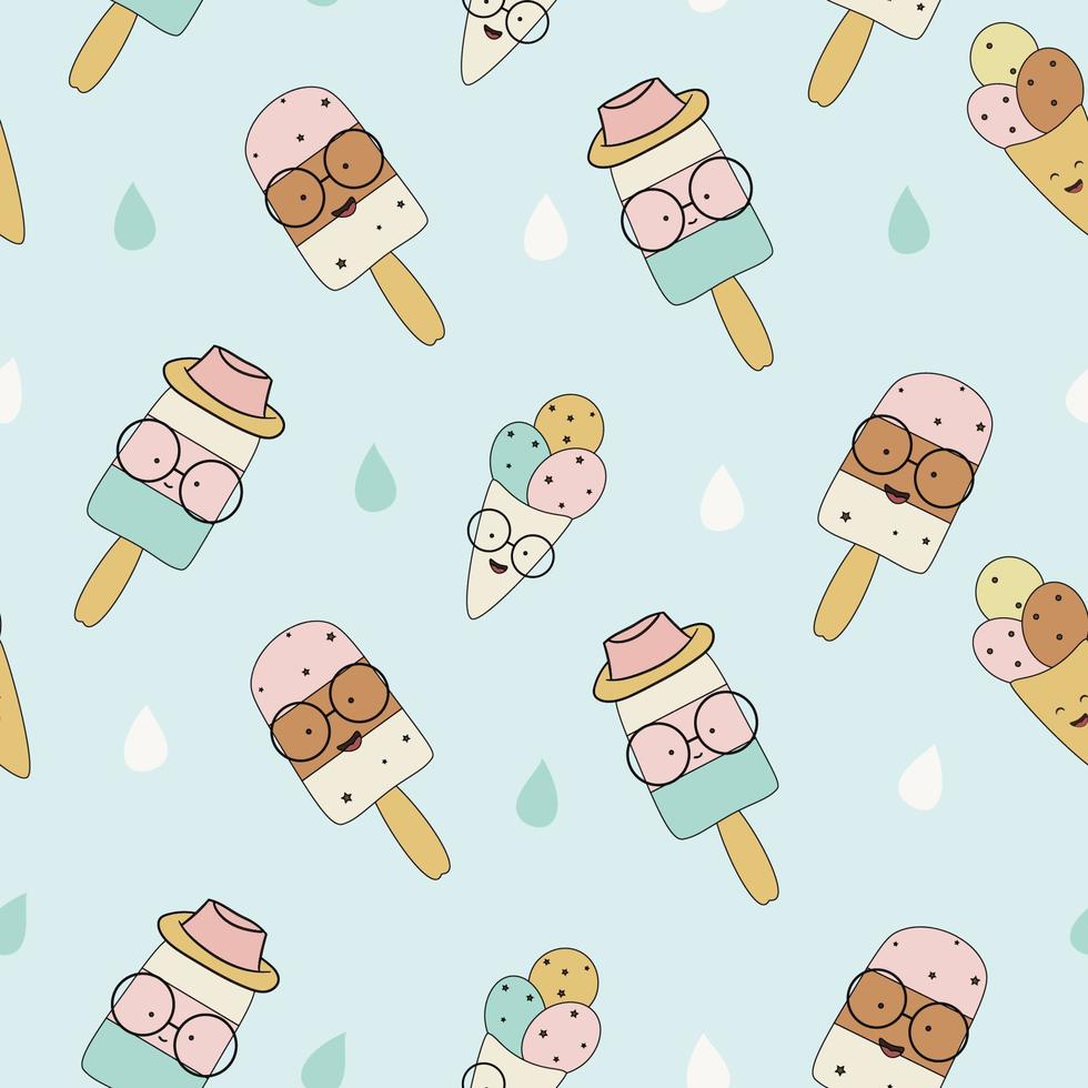 seamless summer pattern cute dessert background vector