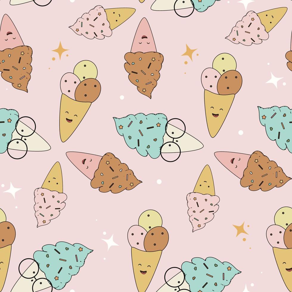 fondo de postre lindo de patrones sin fisuras de verano vector