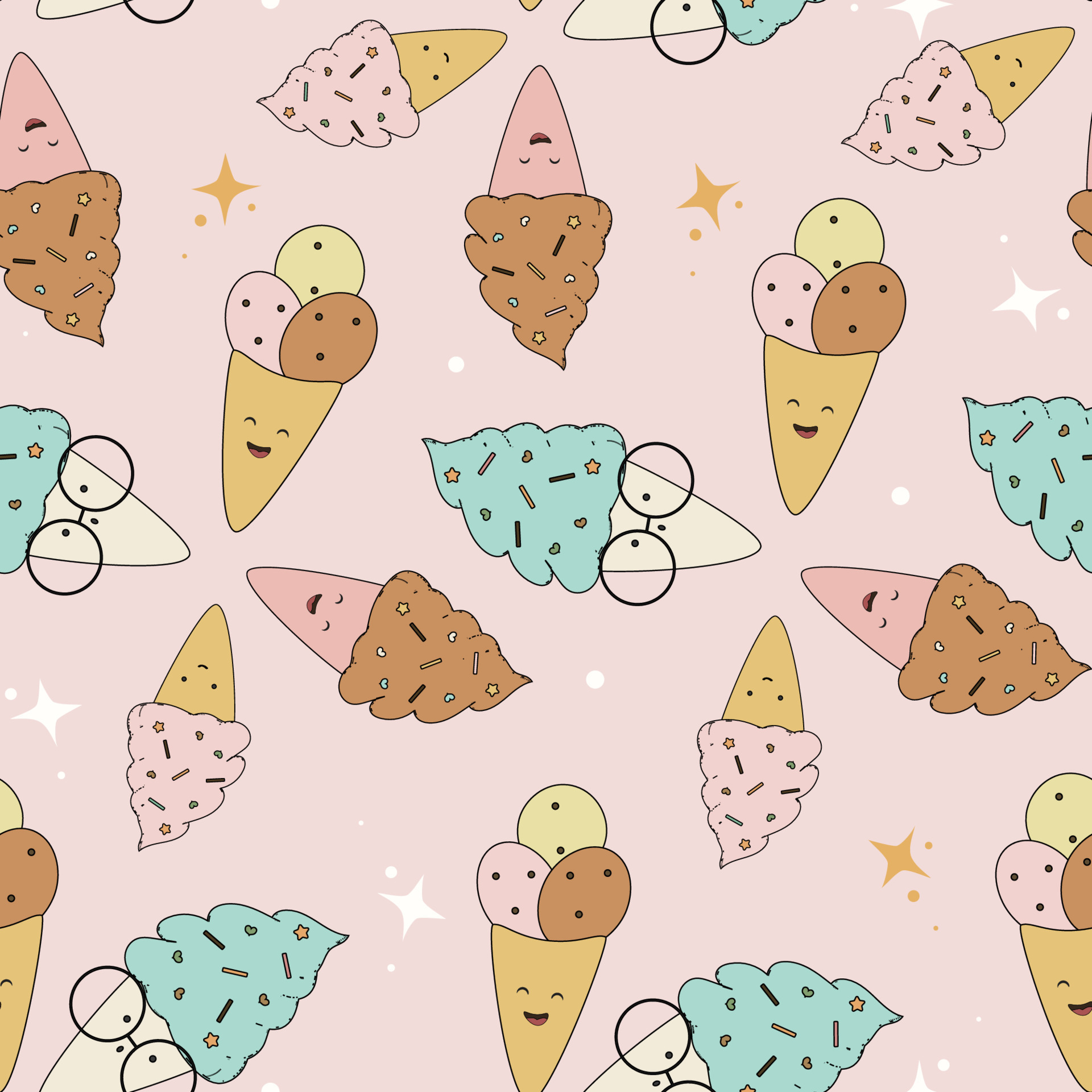 seamless summer pattern cute dessert background 9830442 Vector Art at ...