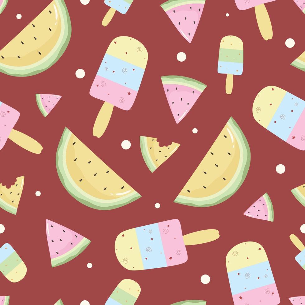 seamless summer pattern cute dessert background vector