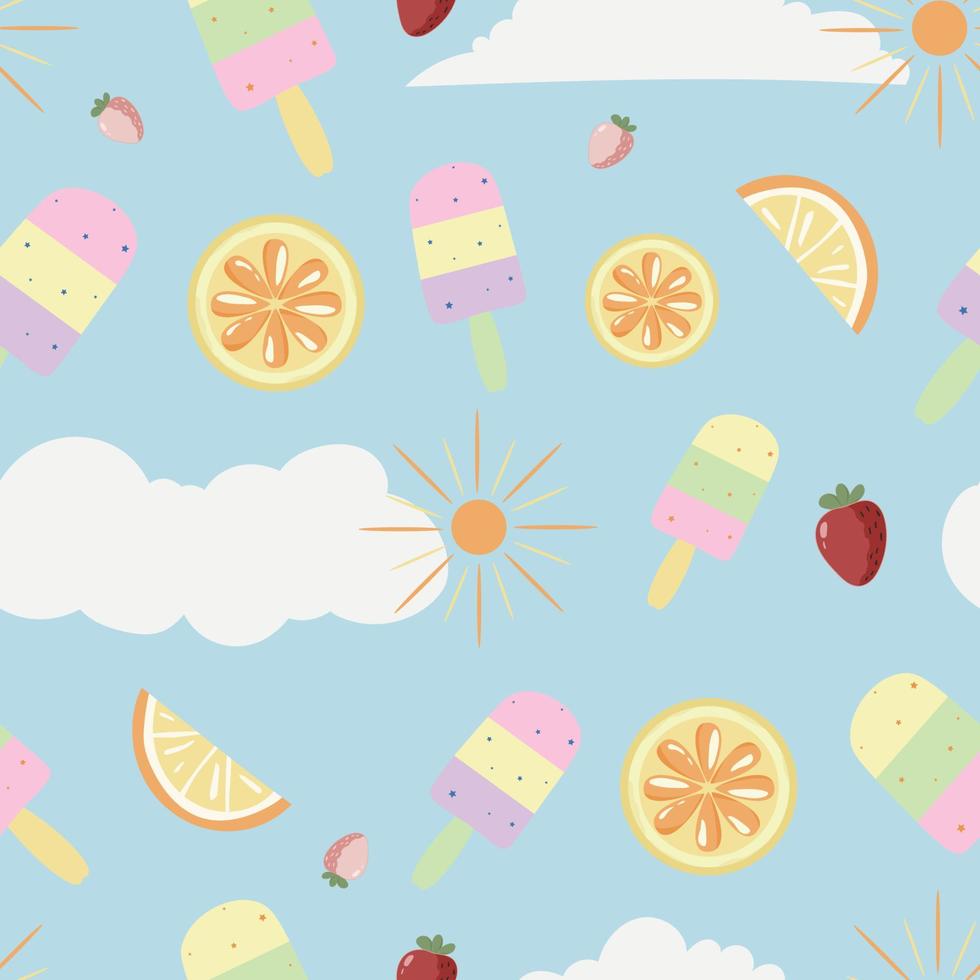 seamless summer pattern cute dessert background vector