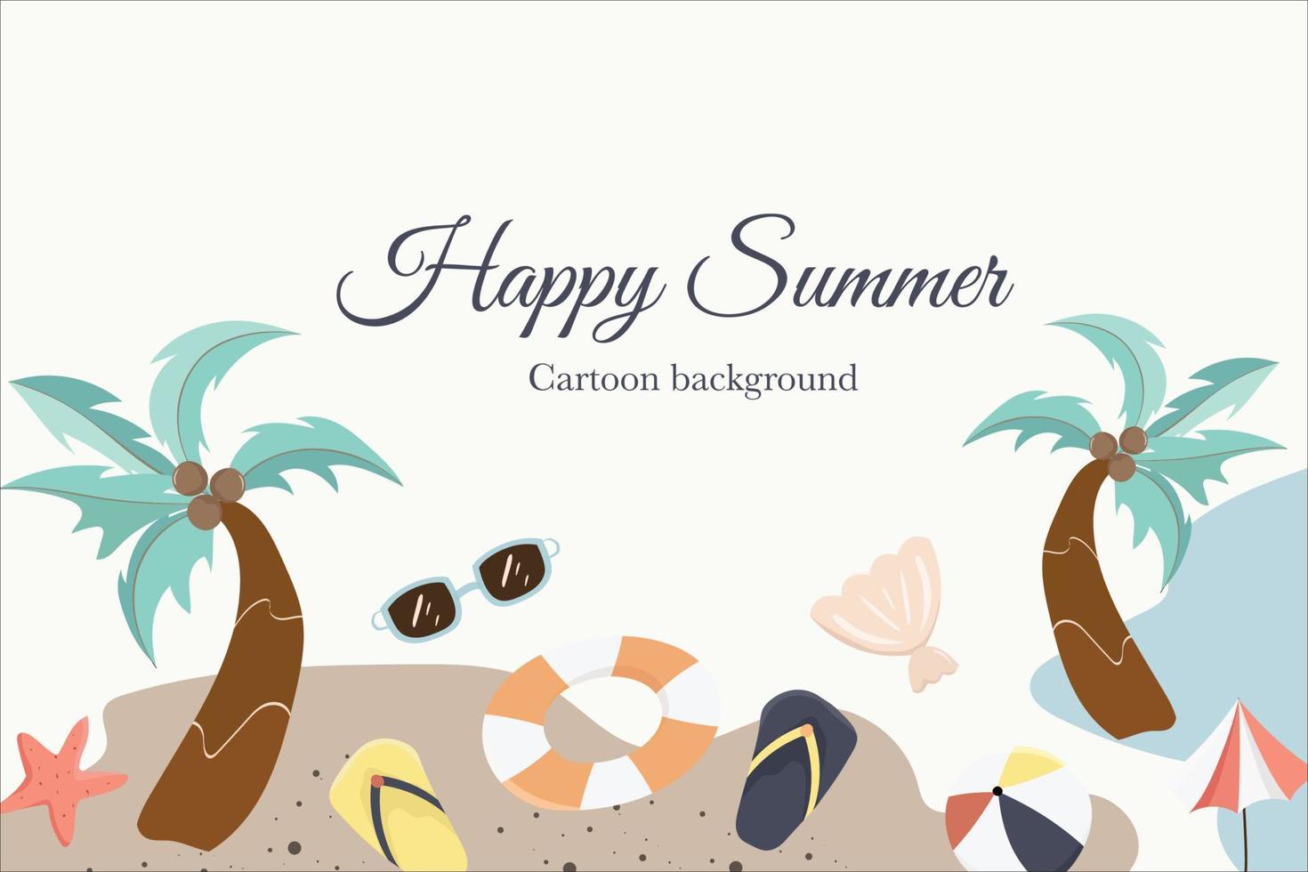 cute cartoon summer beach template background vector