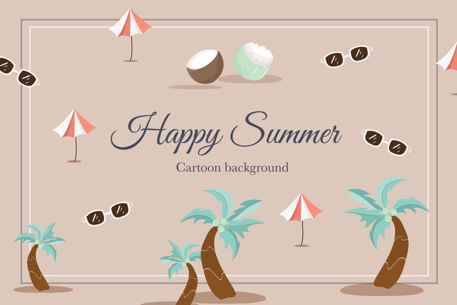 cute cartoon summer beach template background vector