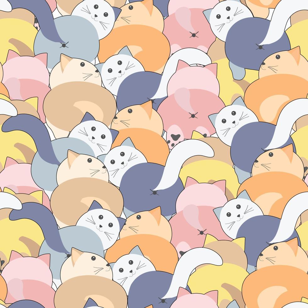 seamless pattern with cute pastel cat background vector