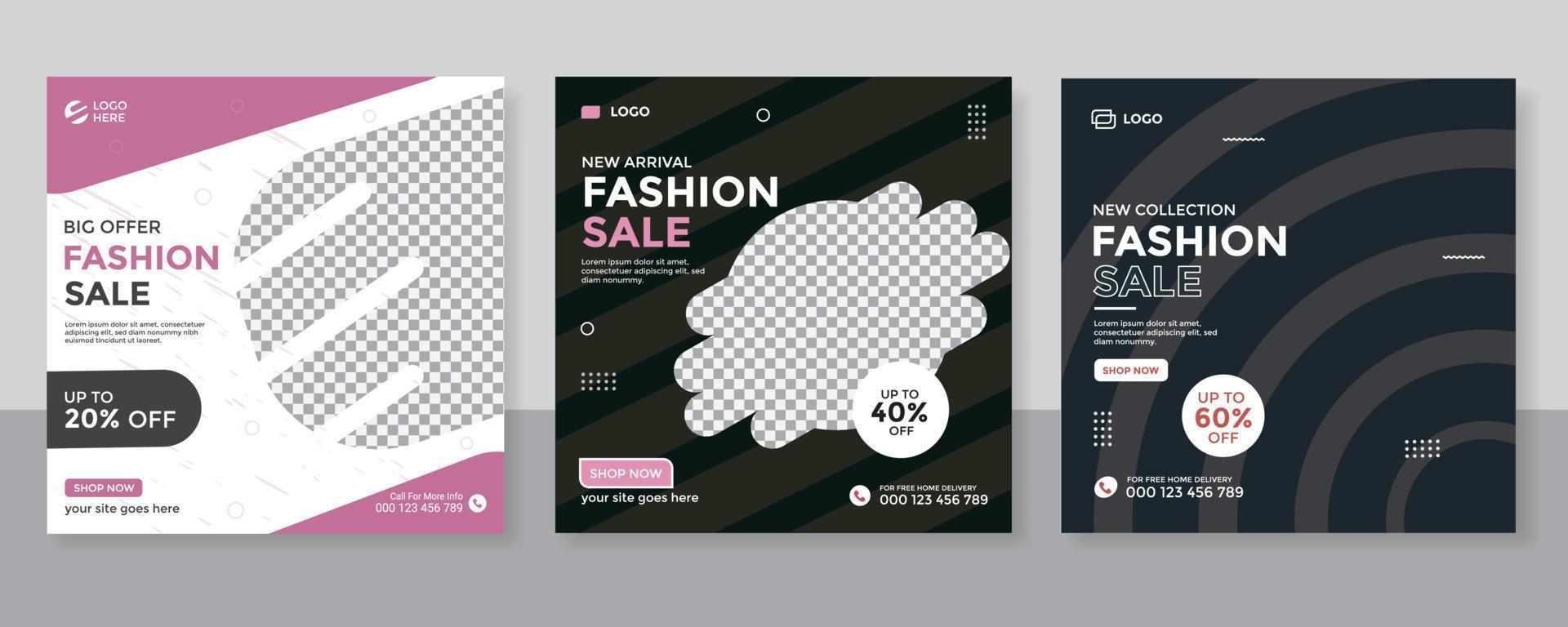 Fashion sale social media post banner, social media template, square social media banner or web banner design template vector