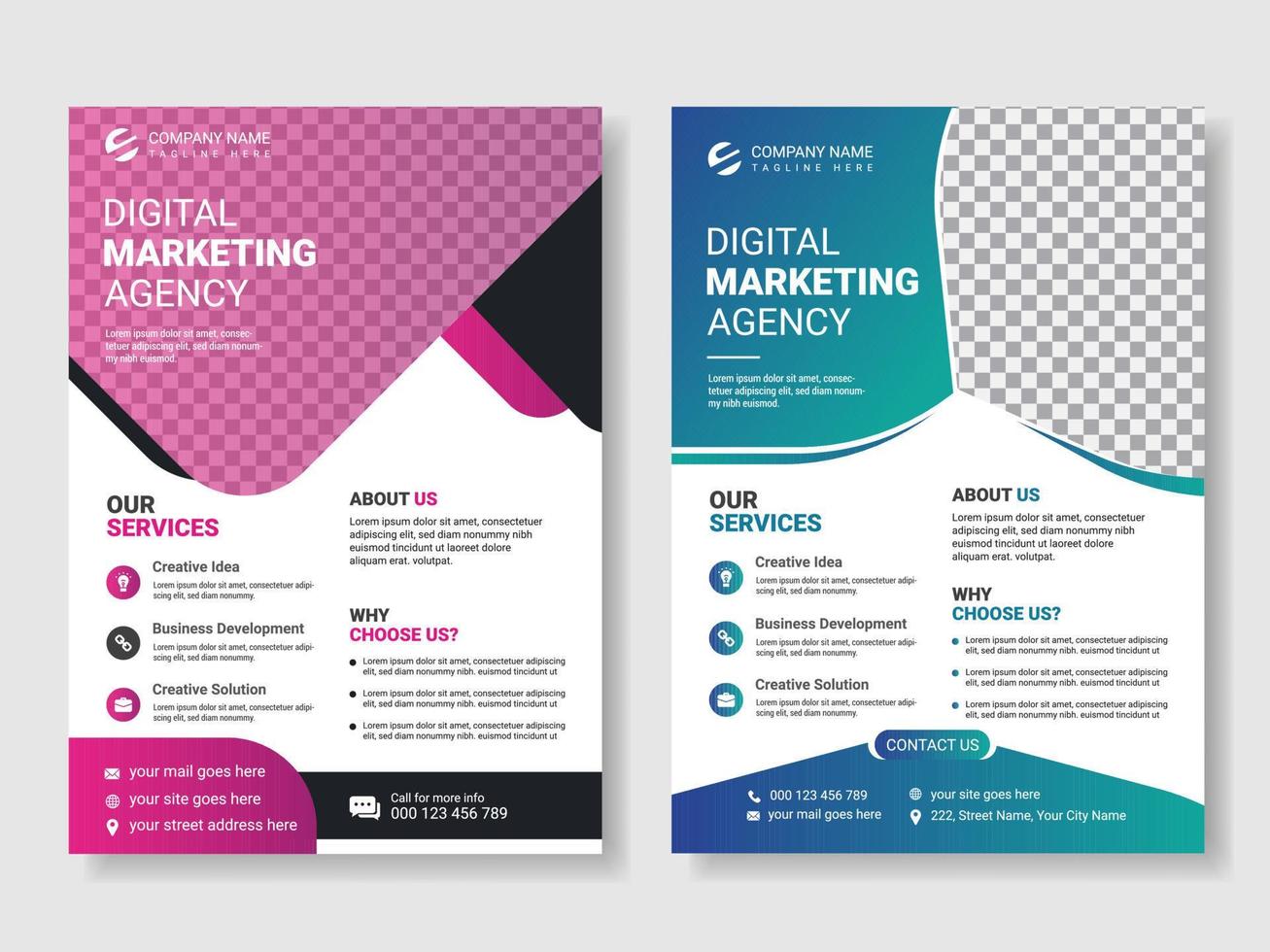 Corporate trendy abstract creative business flyer template design set with geometric shape, corporate poster, IT company flyer and vector template design