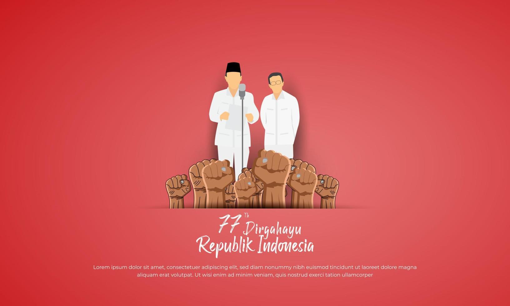 17 august Indonesia independence day with proclamation figure illustration background vector