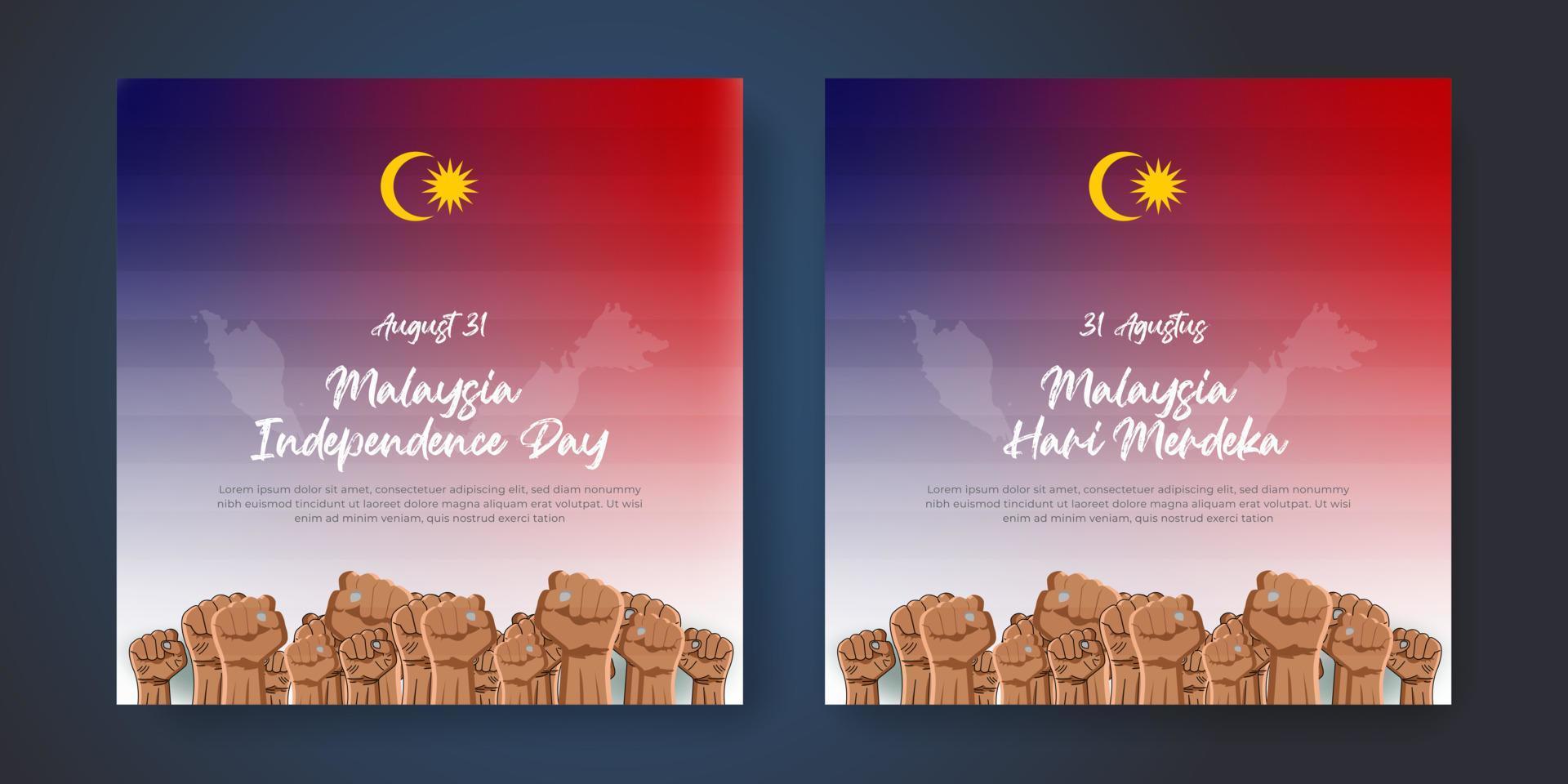 Malaysia hari merdeka independence day August 31 social media post template vector