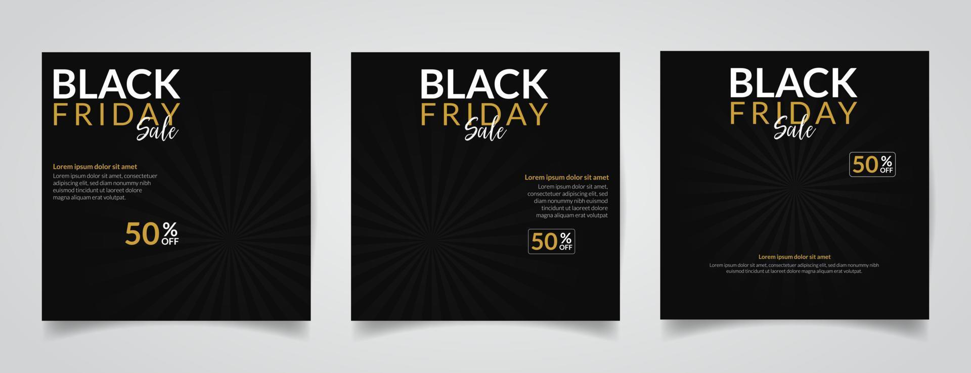 black friday sale social media post template banner vector