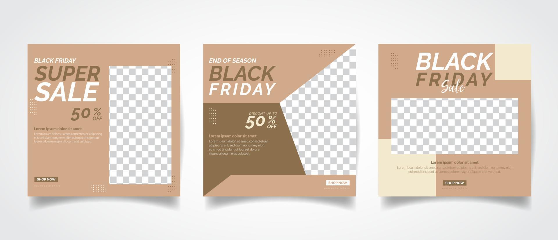 black friday Sale banner template design. Set of social media web banners for shopping, sale, product promotion. vector