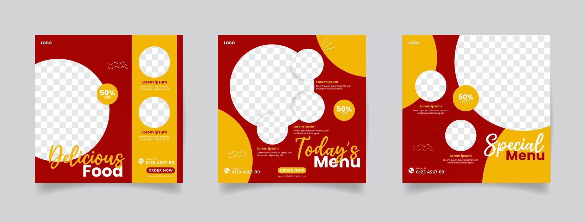 social media post or web banner template for food restaurant business marketing vector