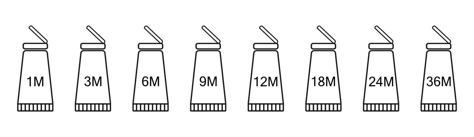 Open tube icon with expiration date. Icon for packaging with indicated expiration date. vector