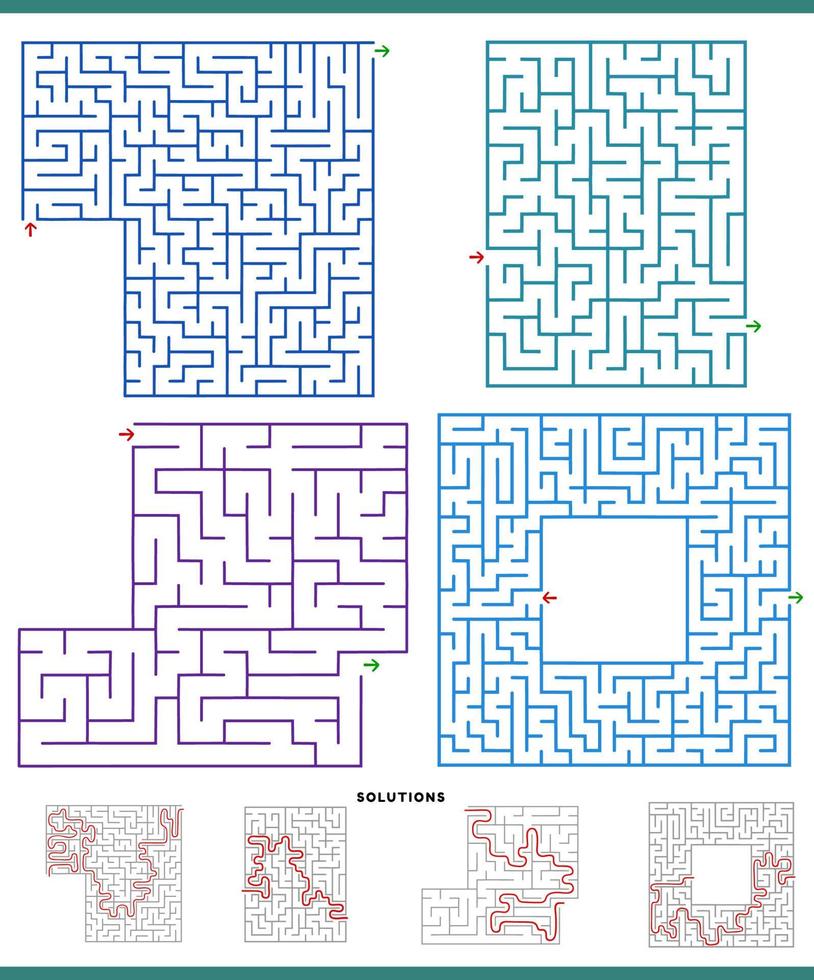 Gráficos de juegos de laberinto con soluciones. vector