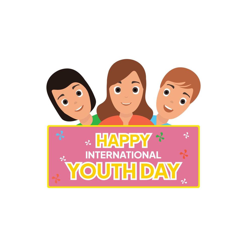 Happy international youth day celebration banner, background, card, vector illustration