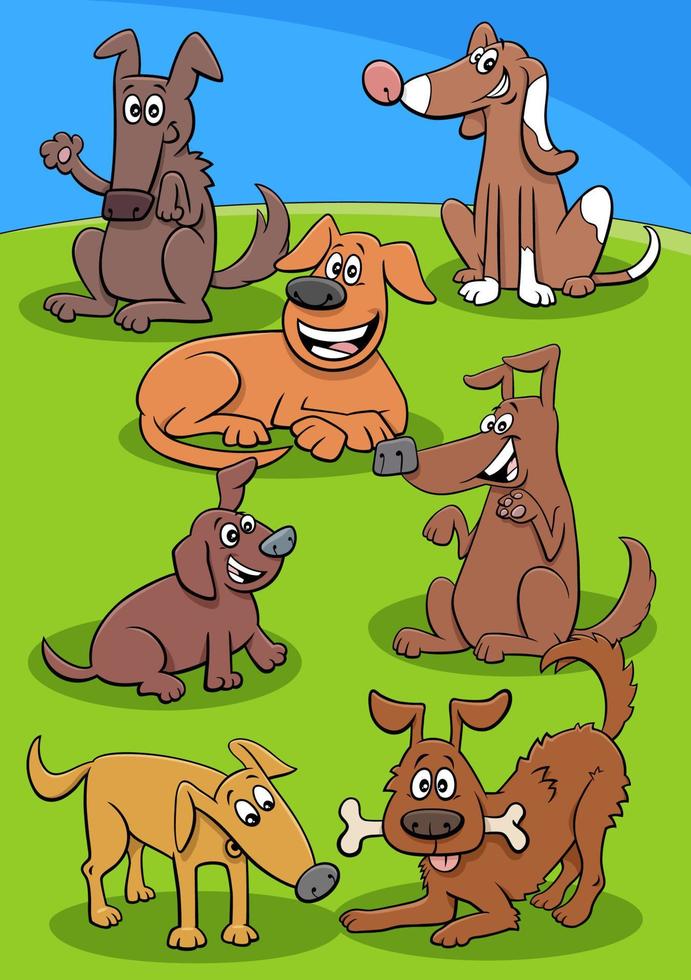 cartoon dogs and puppies characters group vector