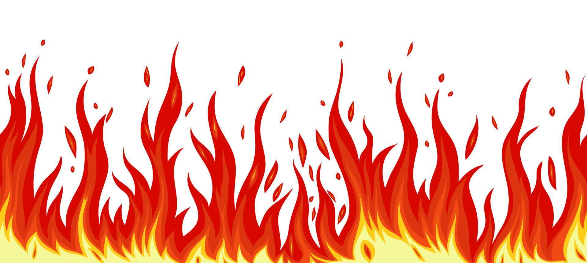 Seamless fire isolate on a white background. Vector graphics.