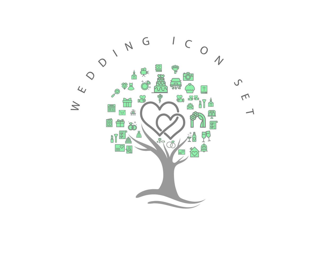 WEDDING ICON SET vector