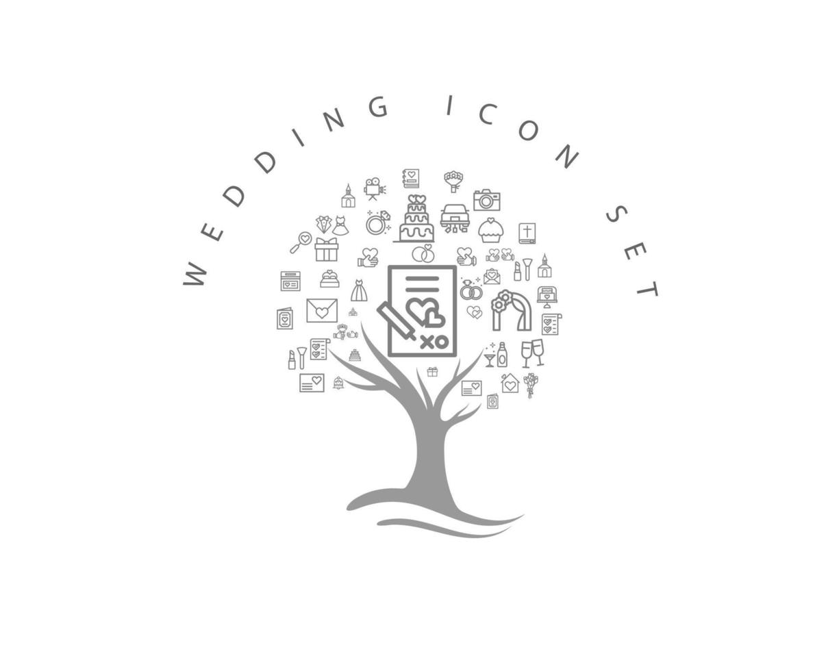 WEDDING ICON SET vector