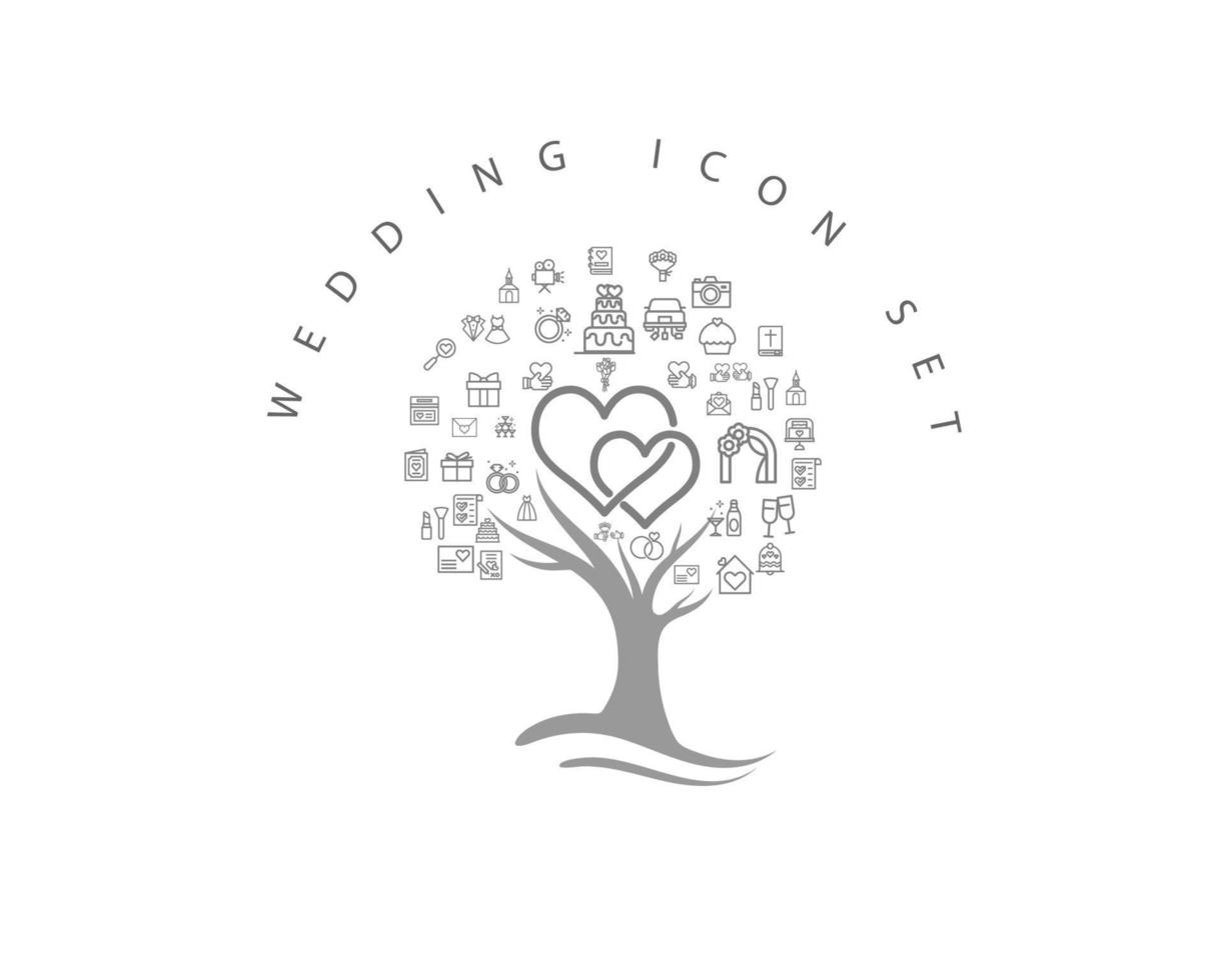 conjunto de iconos de boda vector