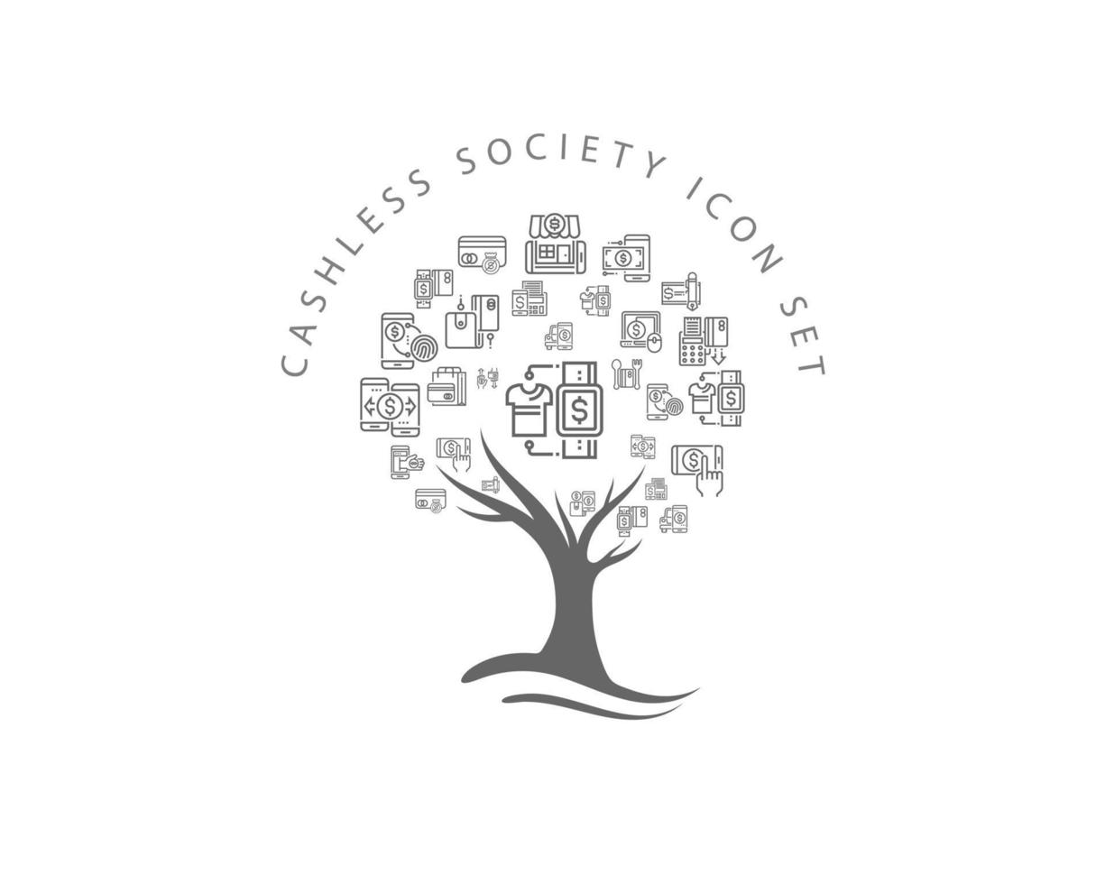 Cashless society icon set design vector