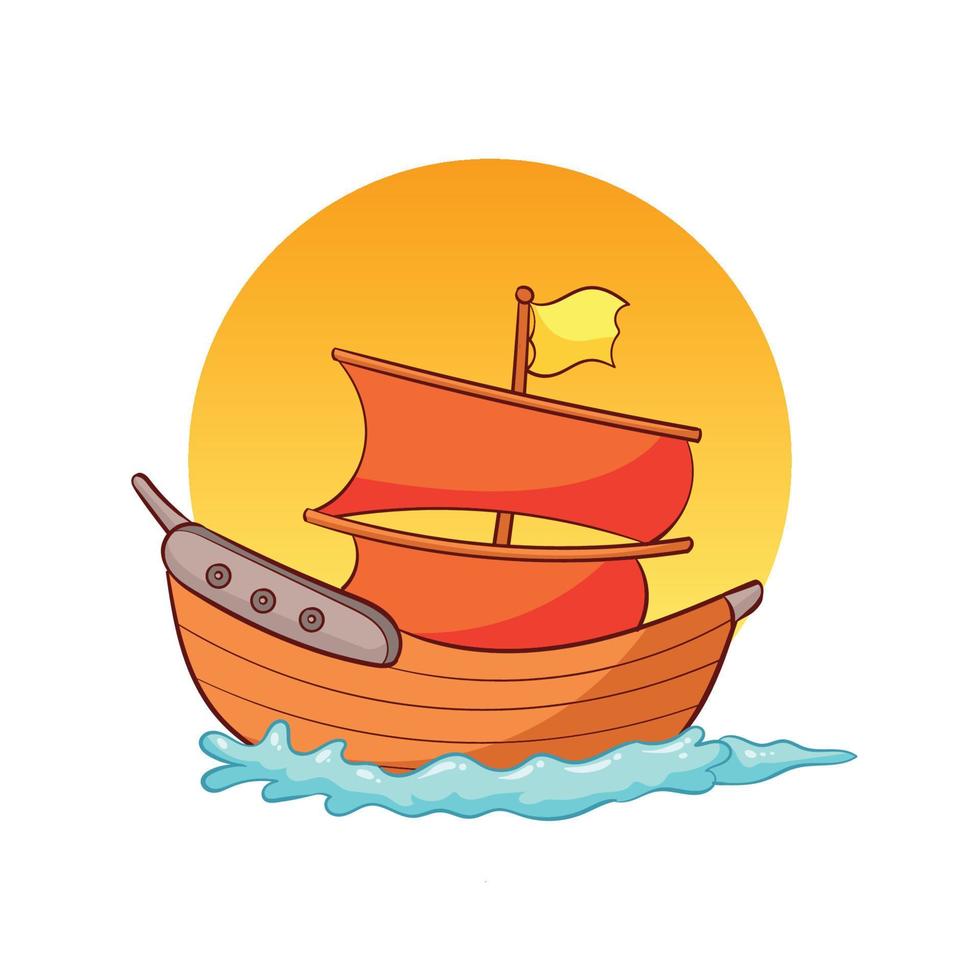 hand drawn sailing boat 1 vector