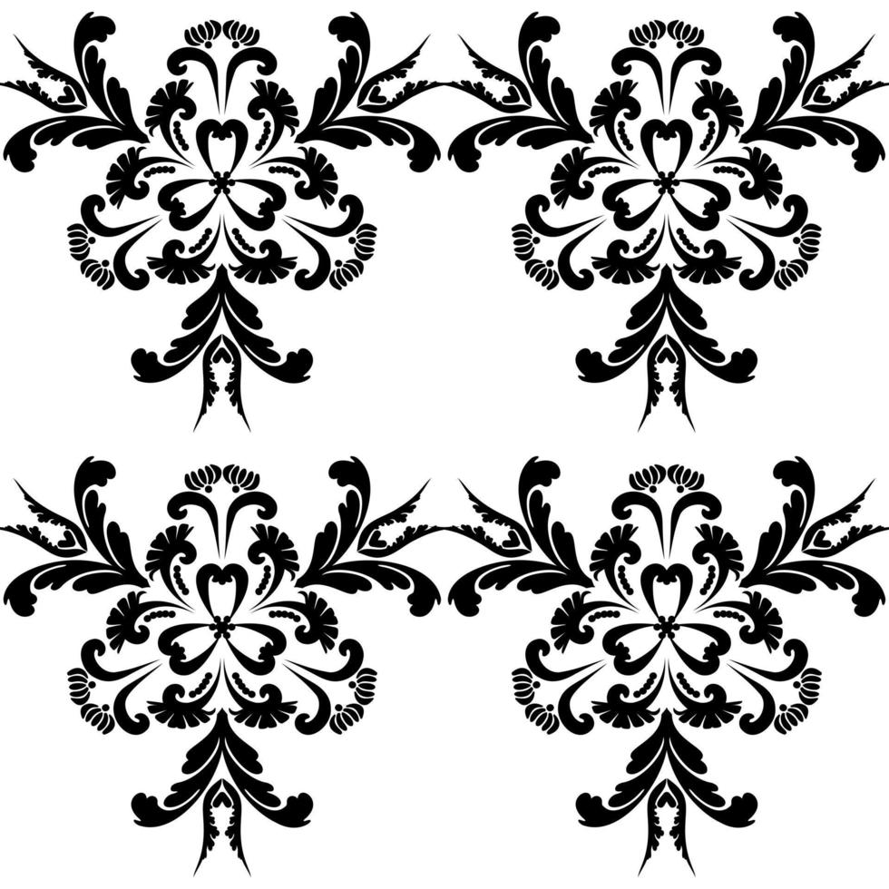 Elegant abstract vintage pattern.Reusable floral painting stencils. For the design of wall, venetian pattern,textile, wrapping or scrapbooking. Digital graphics. Black and white. vector