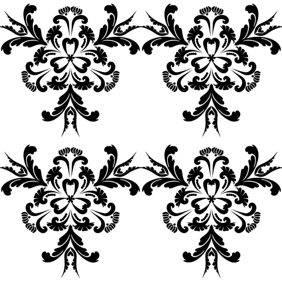 Elegant abstract vintage pattern.Reusable floral painting stencils. For the design of wall, venetian pattern,textile, wrapping or scrapbooking. Digital graphics. Black and white. vector