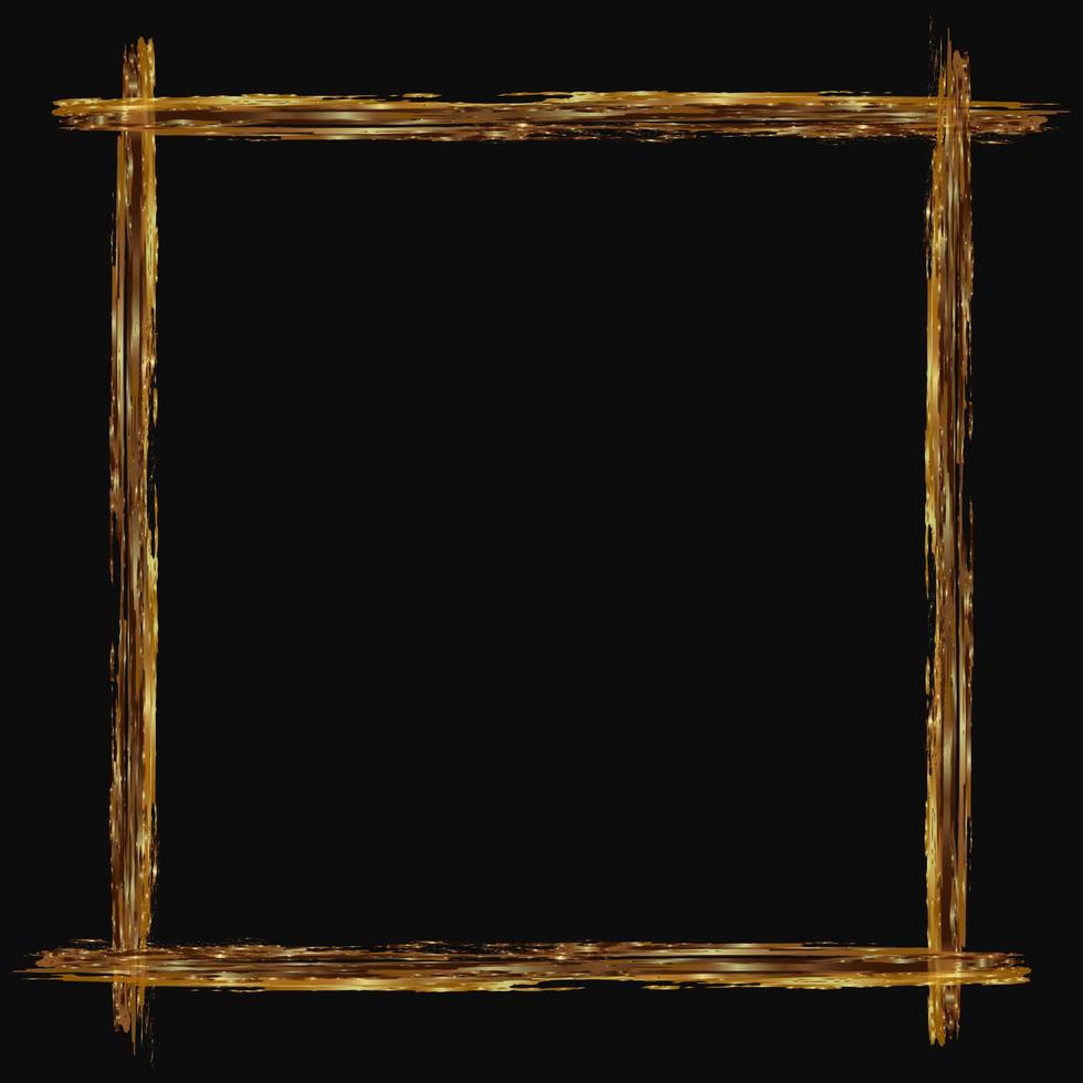 Abstract design for congratulations or decoration of cosmetics packaging, advertising from a golden frame on a dark background. Gold frame square. vector