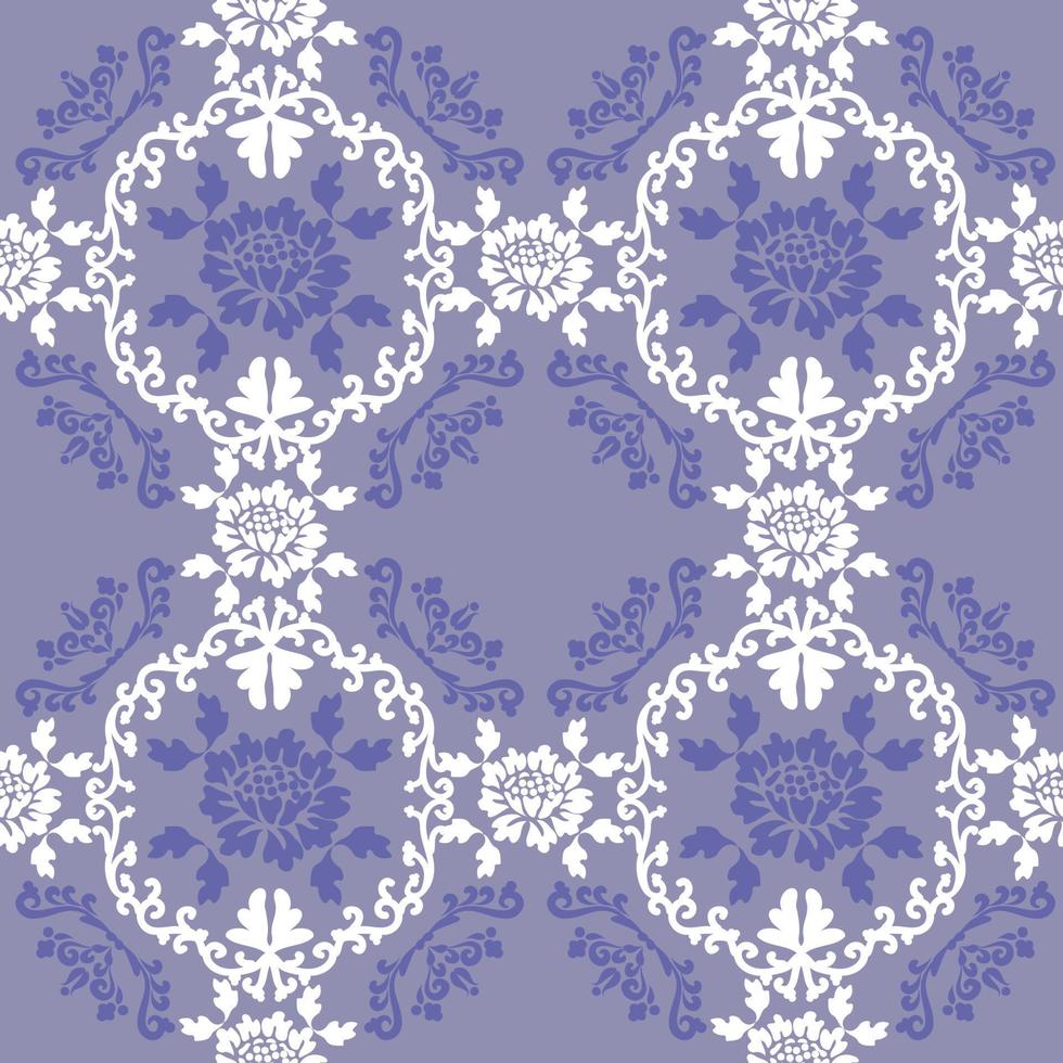 Vintage ornament with floral elements. Seamless vector Victorian background.  Lilac and white. Ornament for fabric, wallpaper, tiles or packaging.  9831106 Vector Art at Vecteezy