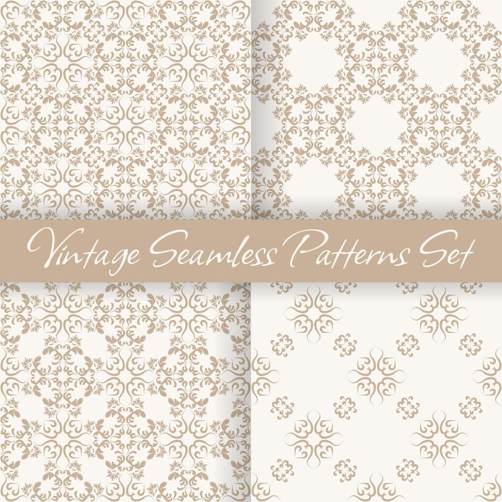 A set of seamless vintage patterns. Damascus style vector texture. For textiles, wallpaper, tiles or packaging.