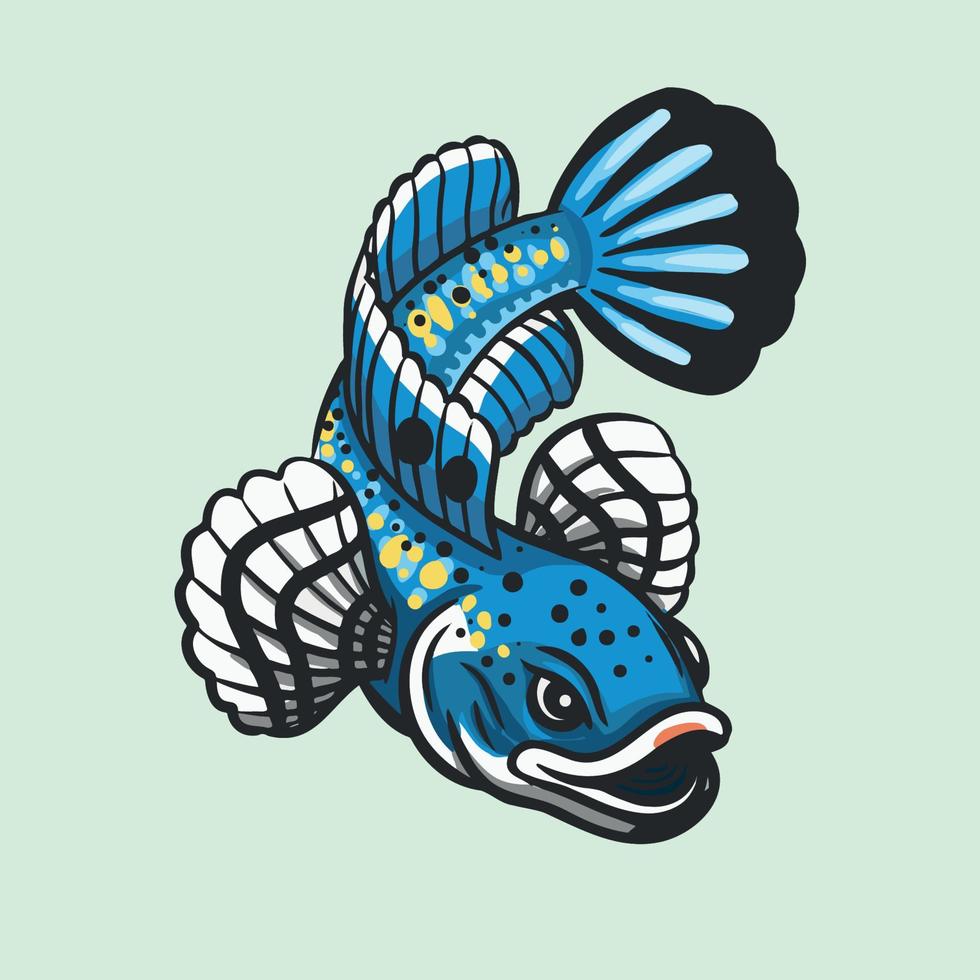pez local azul del concepto de logotipo de asia vector