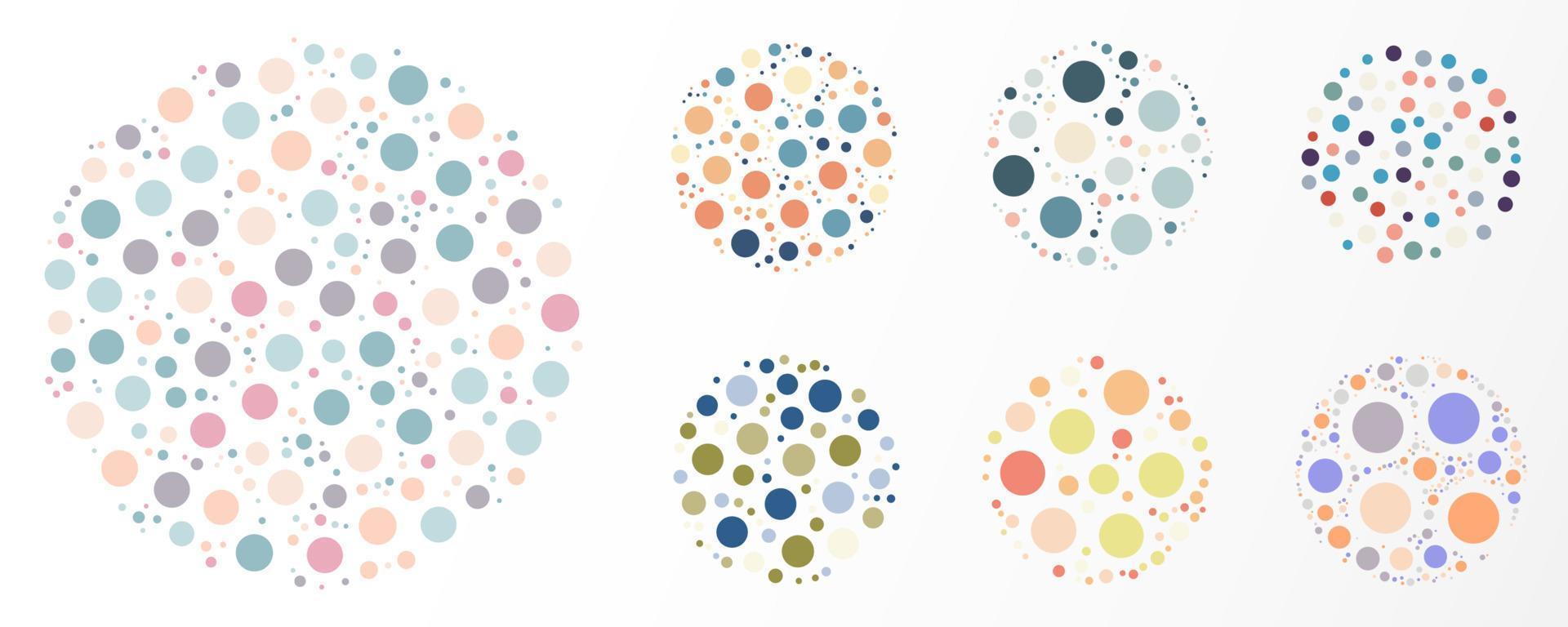 Set of random dots pastel colors pattern circles elements isolated on white background vector