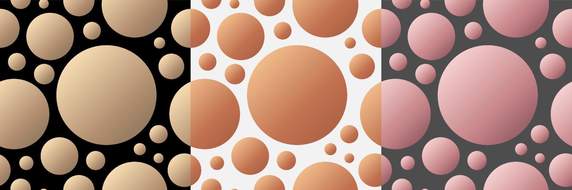 Abstract golden, copper and pink gold color random circles seamless pattern background vector