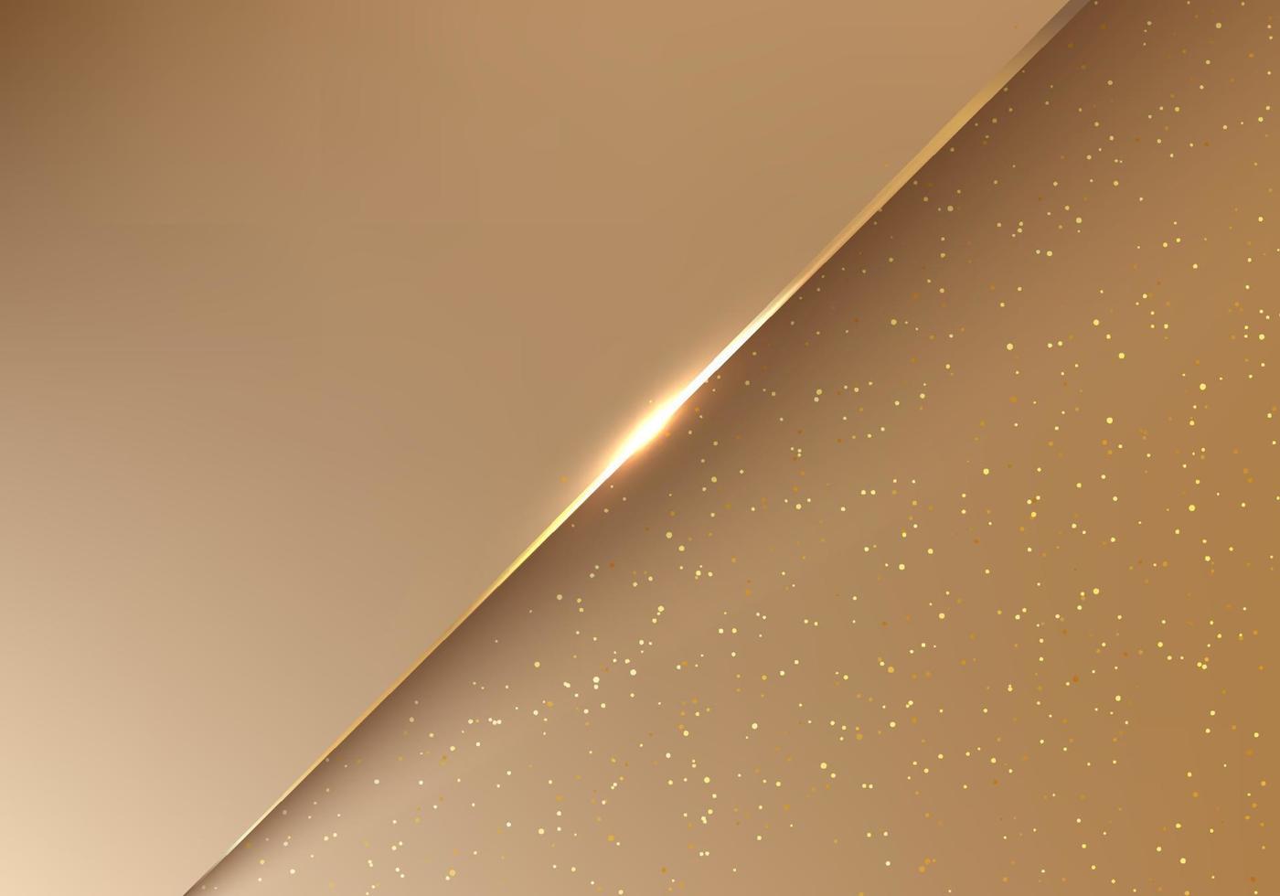 elegante fondo de lujo cortado en papel dorado con línea diagonal dorada y efecto de iluminación brillante vector