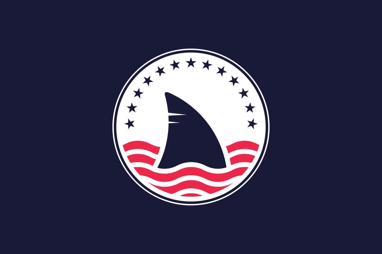 emblema del logotipo de tiburón americano y azul vector