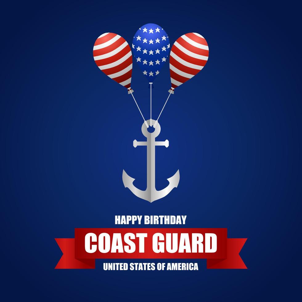 Happy birthday United States Coast Guard theme vector illustration.