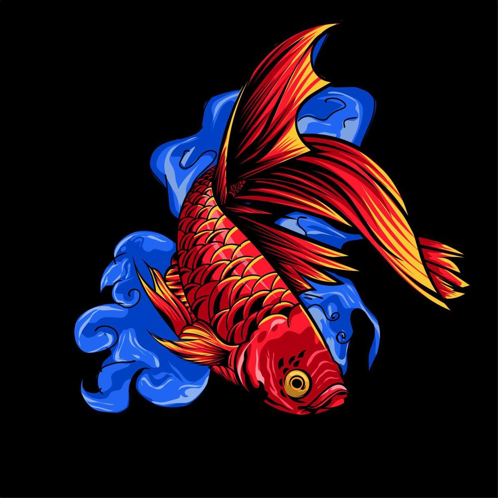 vector illustration, bright yellow betta fish, very good for t-shirt printing